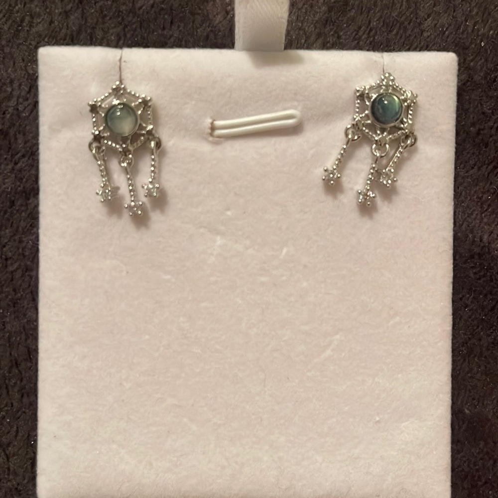 Moonstone, earrings dream catcher